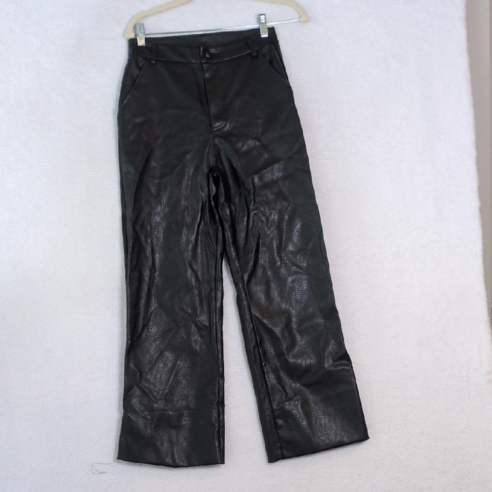 Windsor Junior's‎ Black Faux Leather Wide Leg Rocker Pants Size S